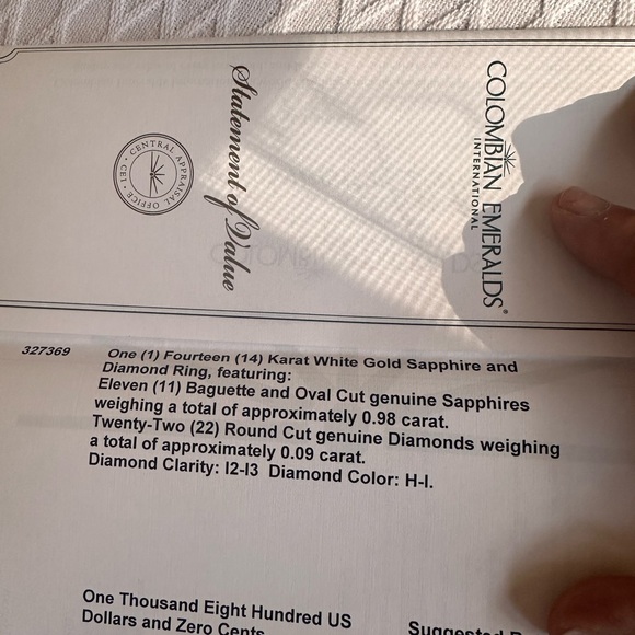 14 karat white gold sapphire & diamond ring - Picture 14 of 14